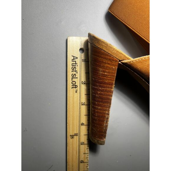 Stuart Weitzman Shoes Womens Size 8.5 Tan Leather Peep Toe Slingback Heels J3874 - Picture 5 of 10